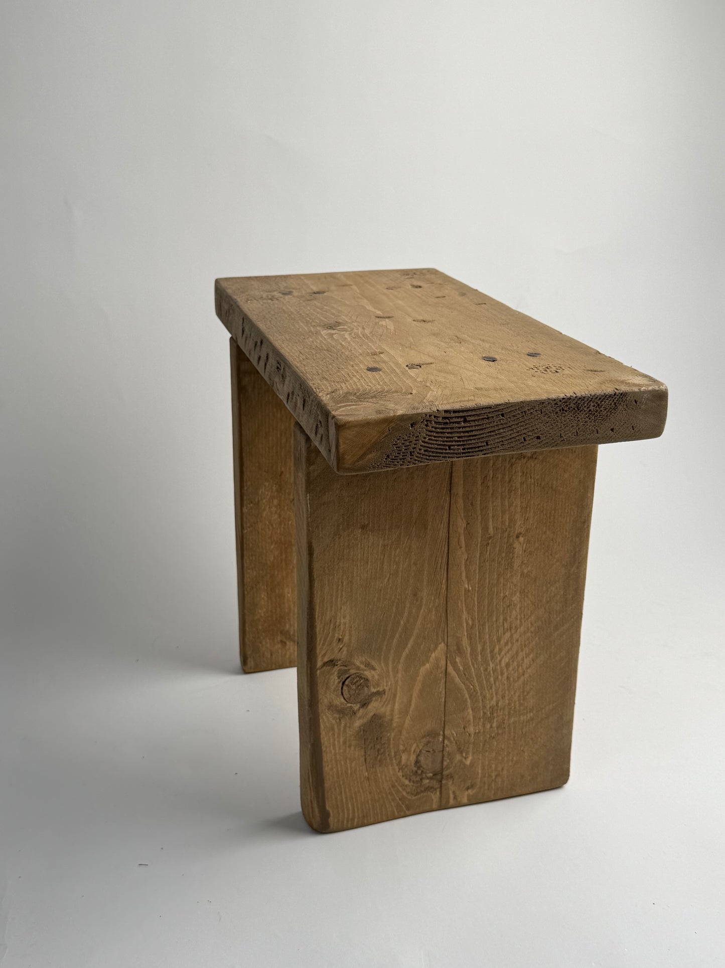 Handmade Aged Effect Wood Stool - Elsie