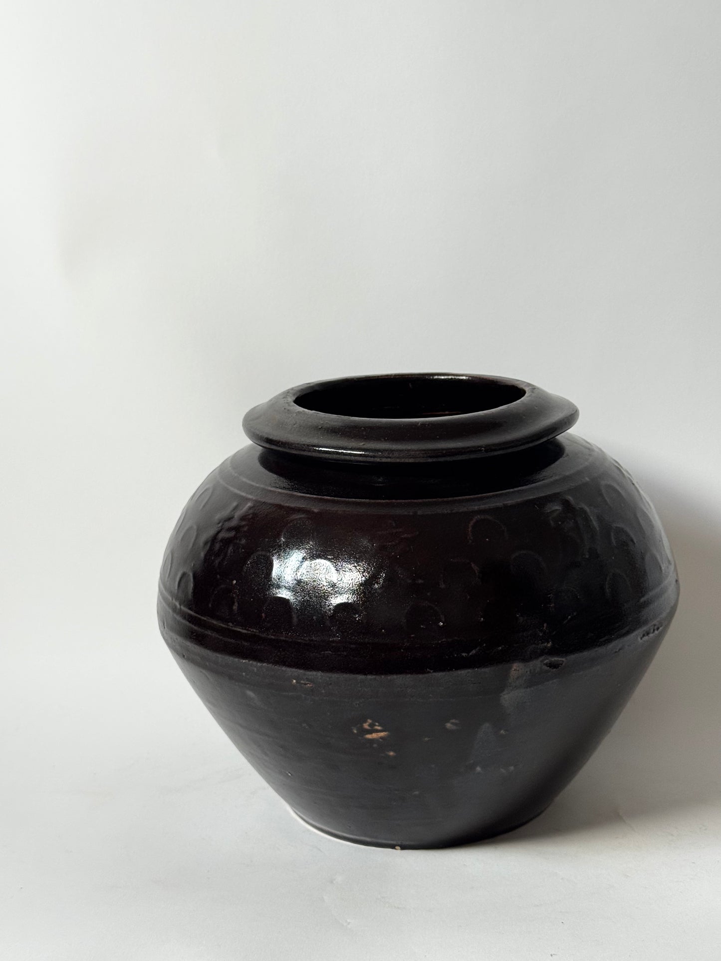 Brown Black Rounded South Asian Pot