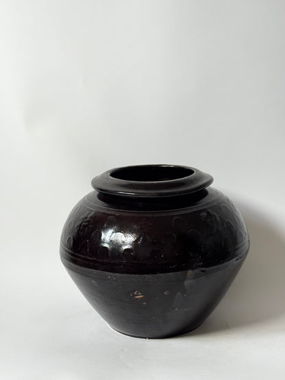 Brown Black Rounded South Asian Pot