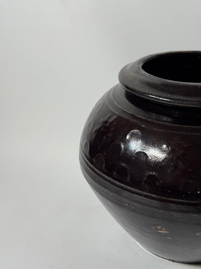 Brown Black Rounded South Asian Pot