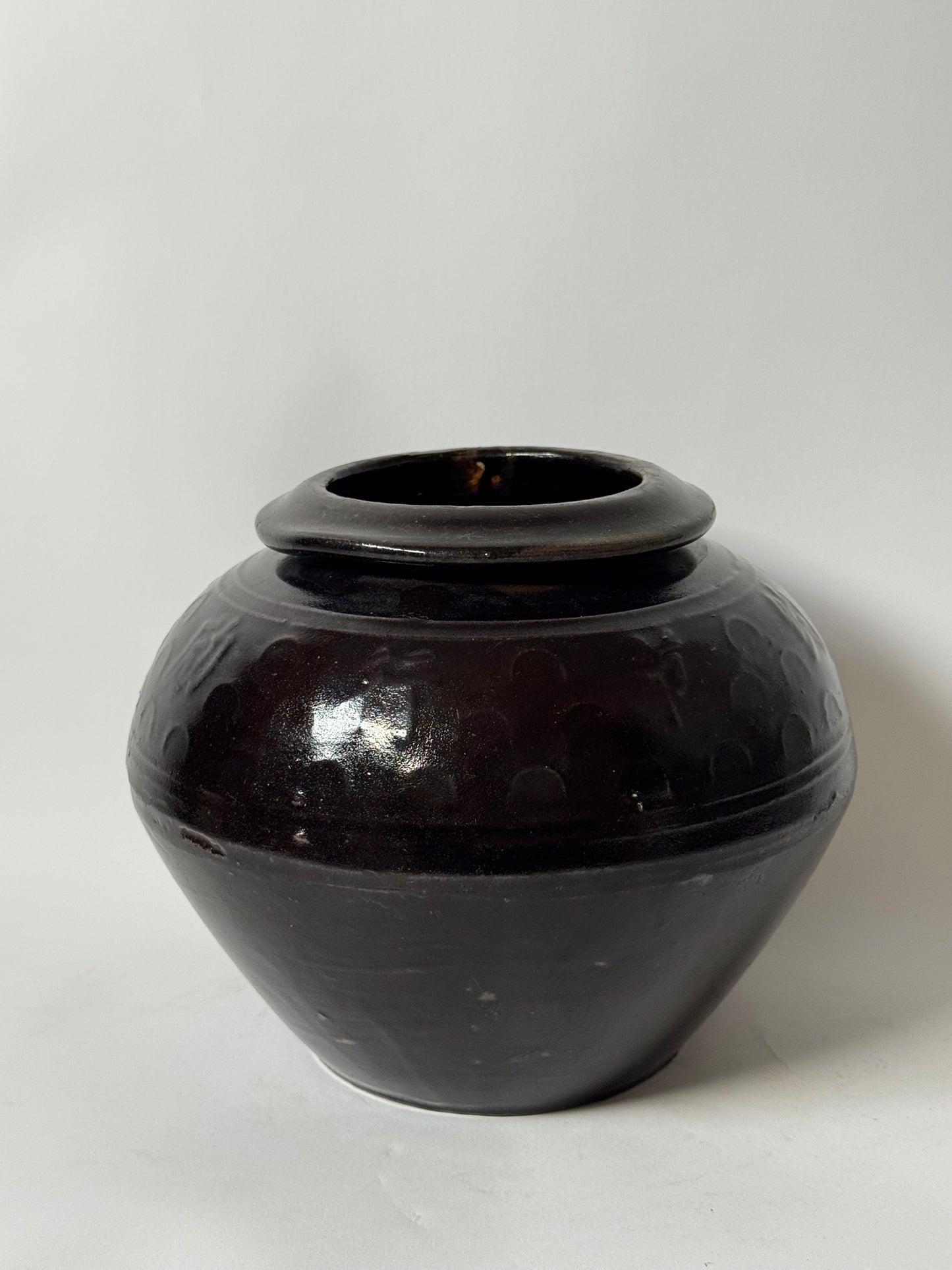 Brown Black Rounded South Asian Pot
