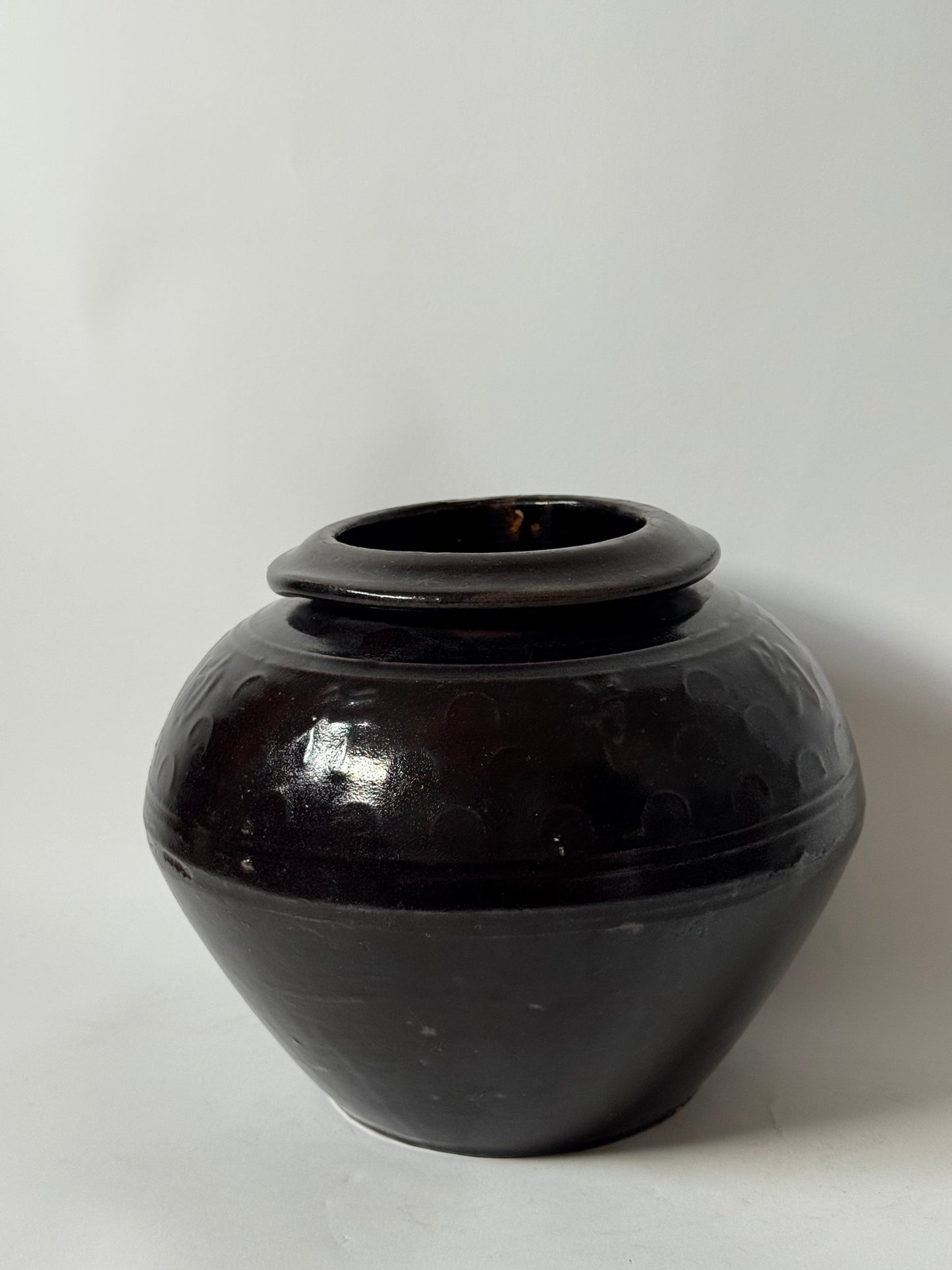 Brown Black Rounded South Asian Pot