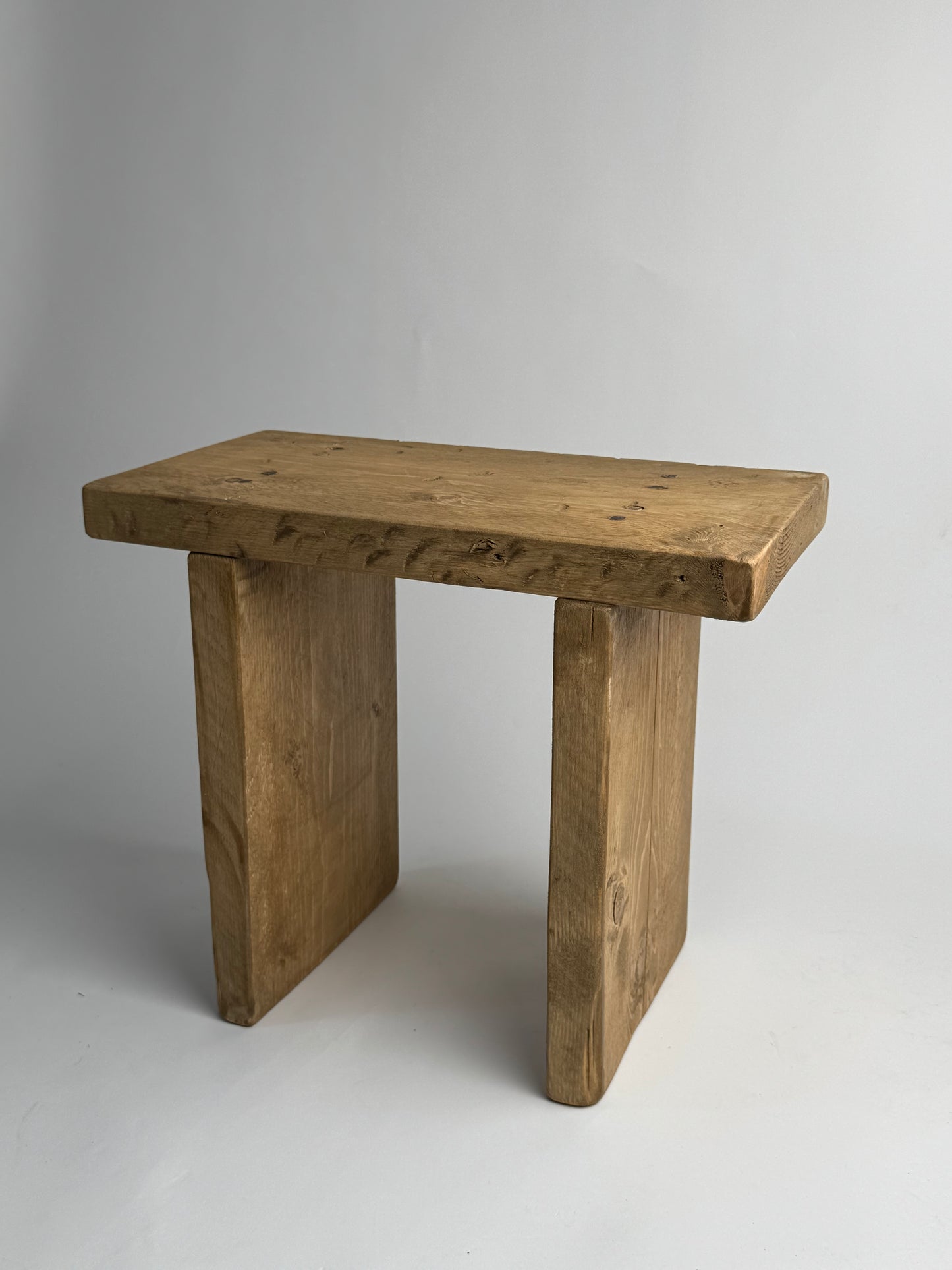 Handmade Aged Effect Wood Stool - Elsie