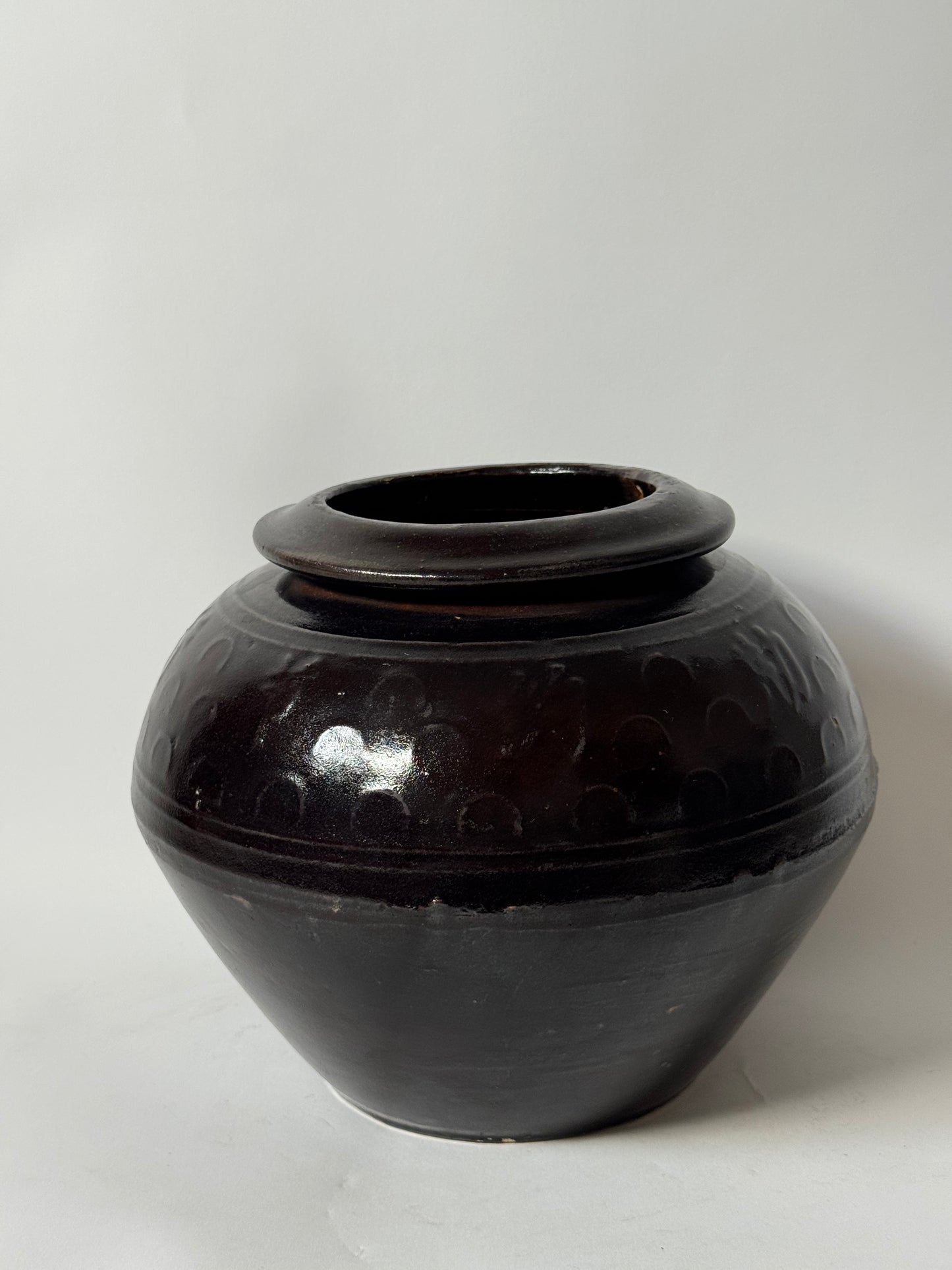 Brown Black Rounded South Asian Pot
