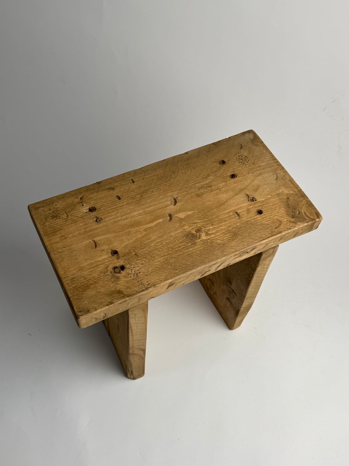 Handmade Aged Effect Wood Stool - Elsie
