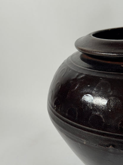Brown Black Rounded South Asian Pot
