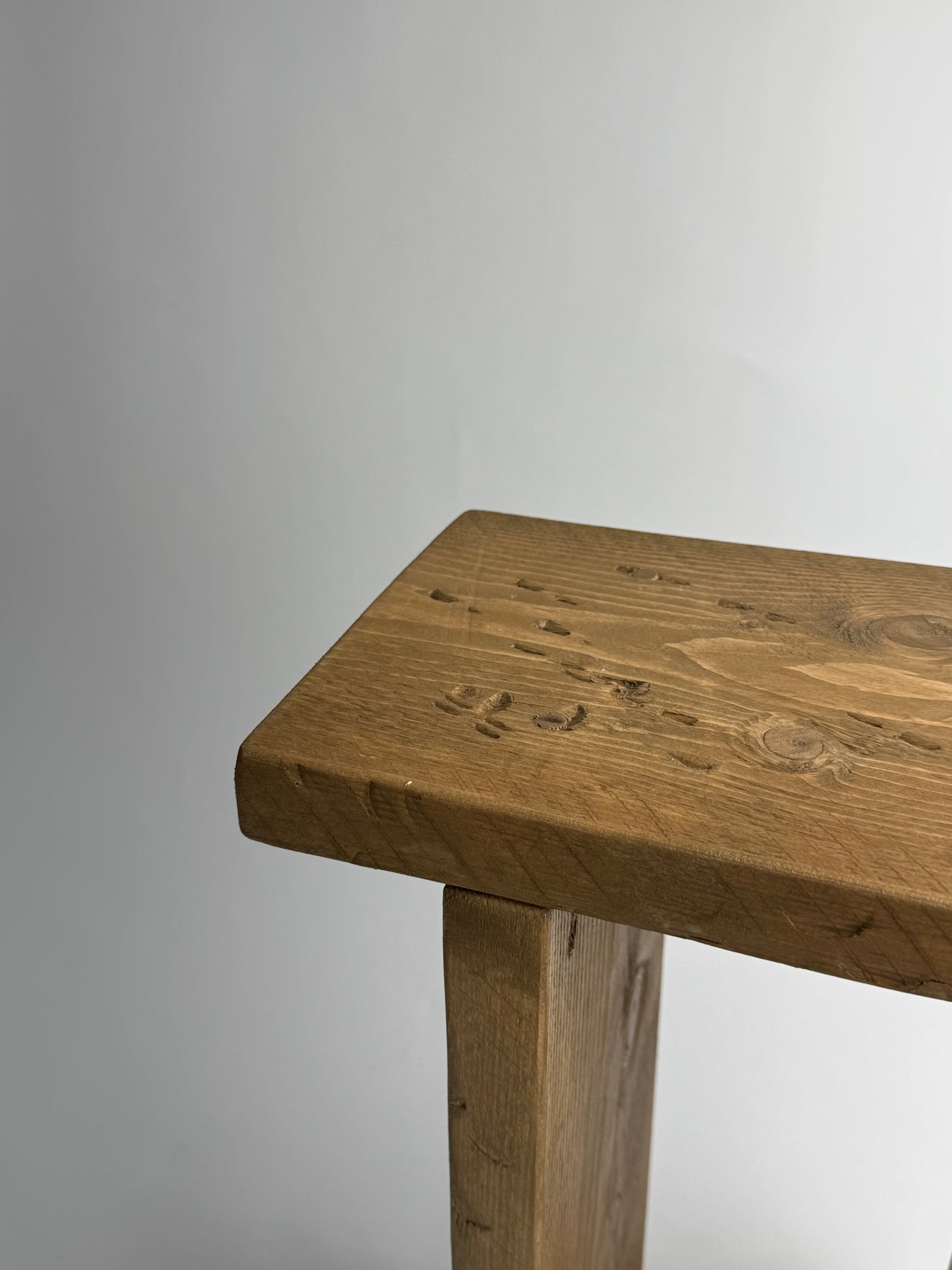 Handmade Aged Effect Wood Stool - Margot