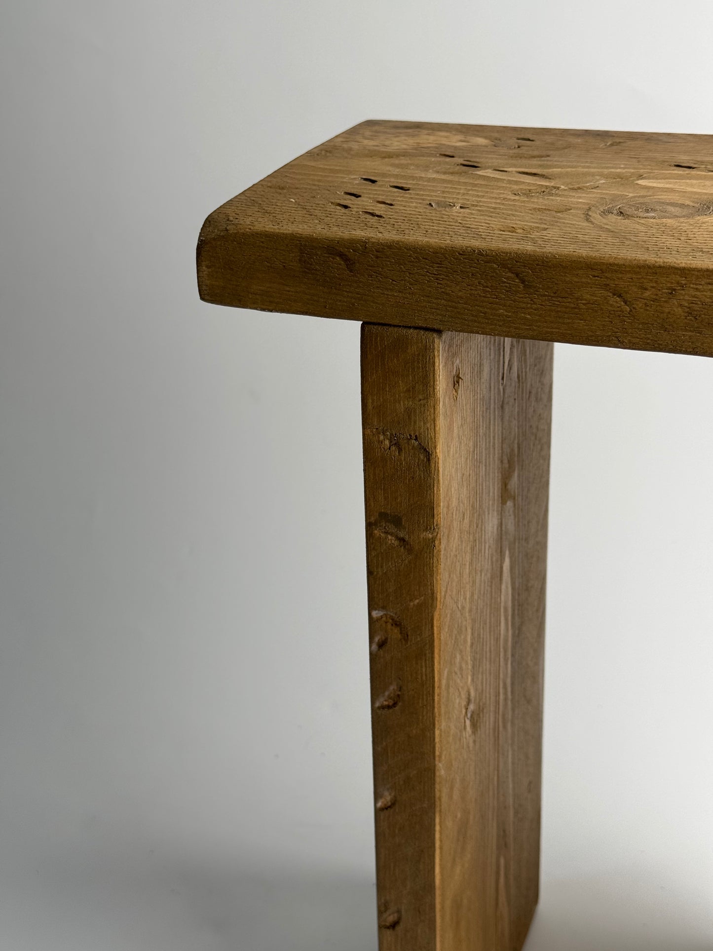 Handmade Aged Effect Wood Stool - Margot
