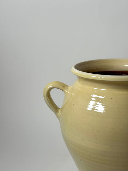 Twin Handled Butter Yellow Glazed Urn