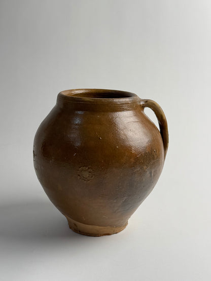 XL Vintage Brown Glazed Rounded Vessel