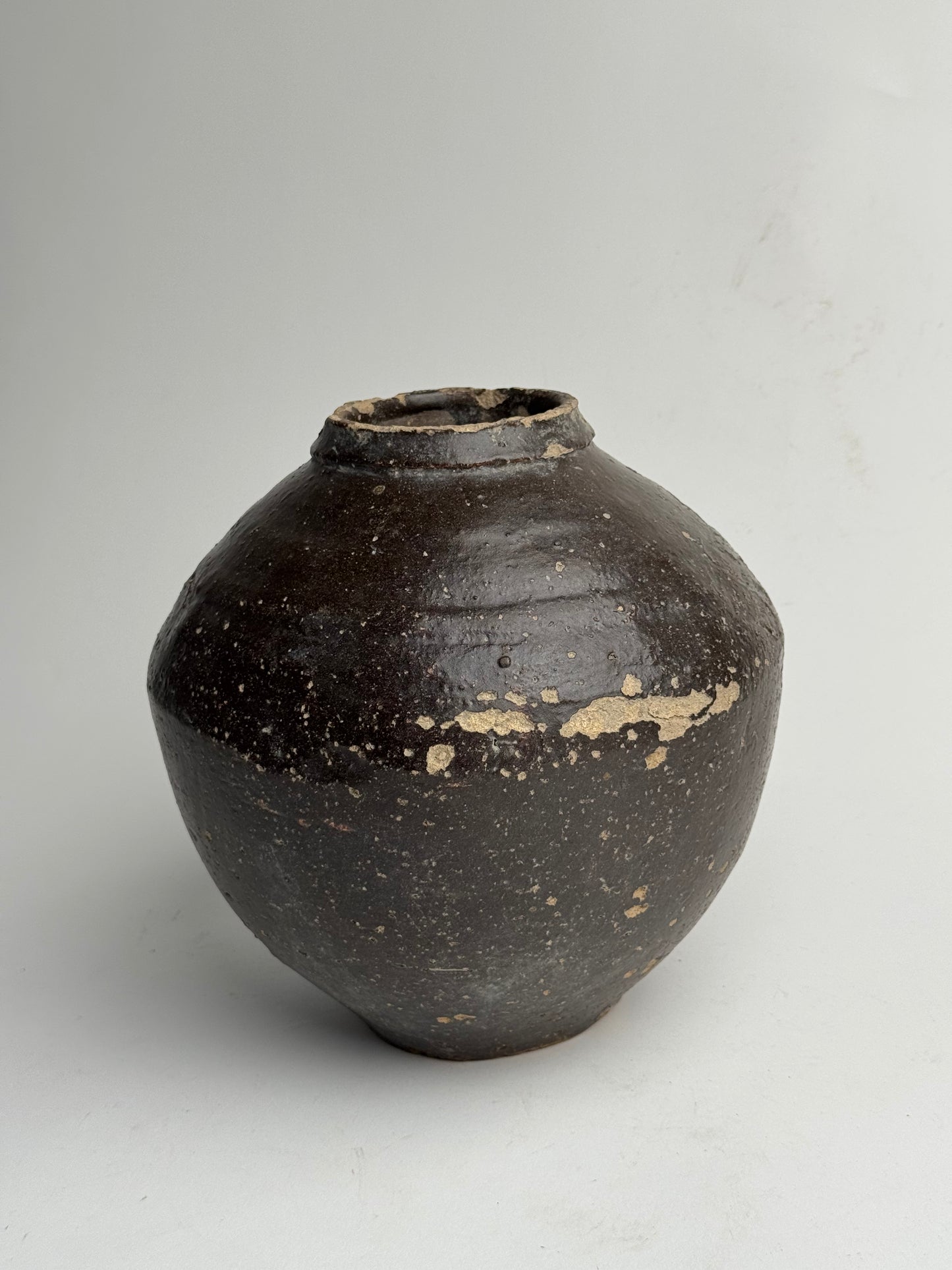 Deep Earthy Brown Vintage Asian Pot