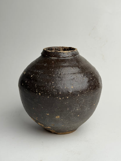 Deep Earthy Brown Vintage Asian Pot