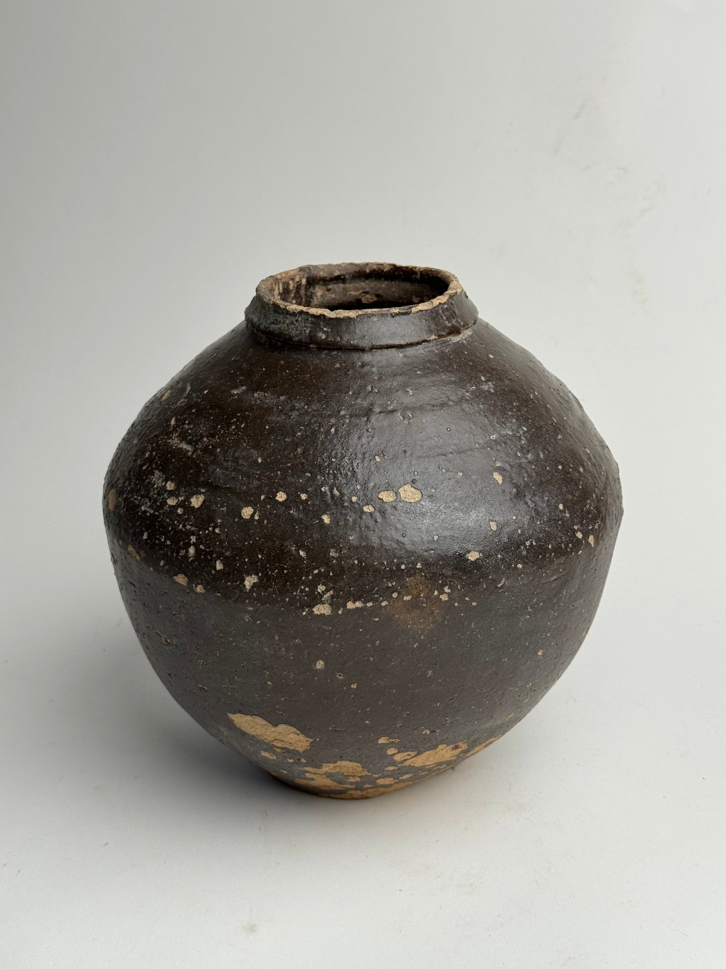 Deep Earthy Brown Vintage Asian Pot