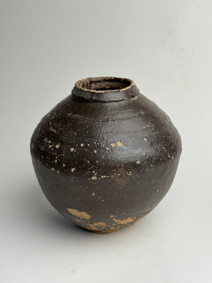 Deep Earthy Brown Vintage Asian Pot
