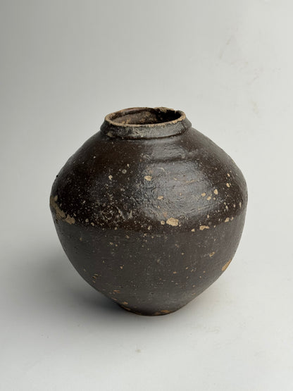 Deep Earthy Brown Vintage Asian Pot
