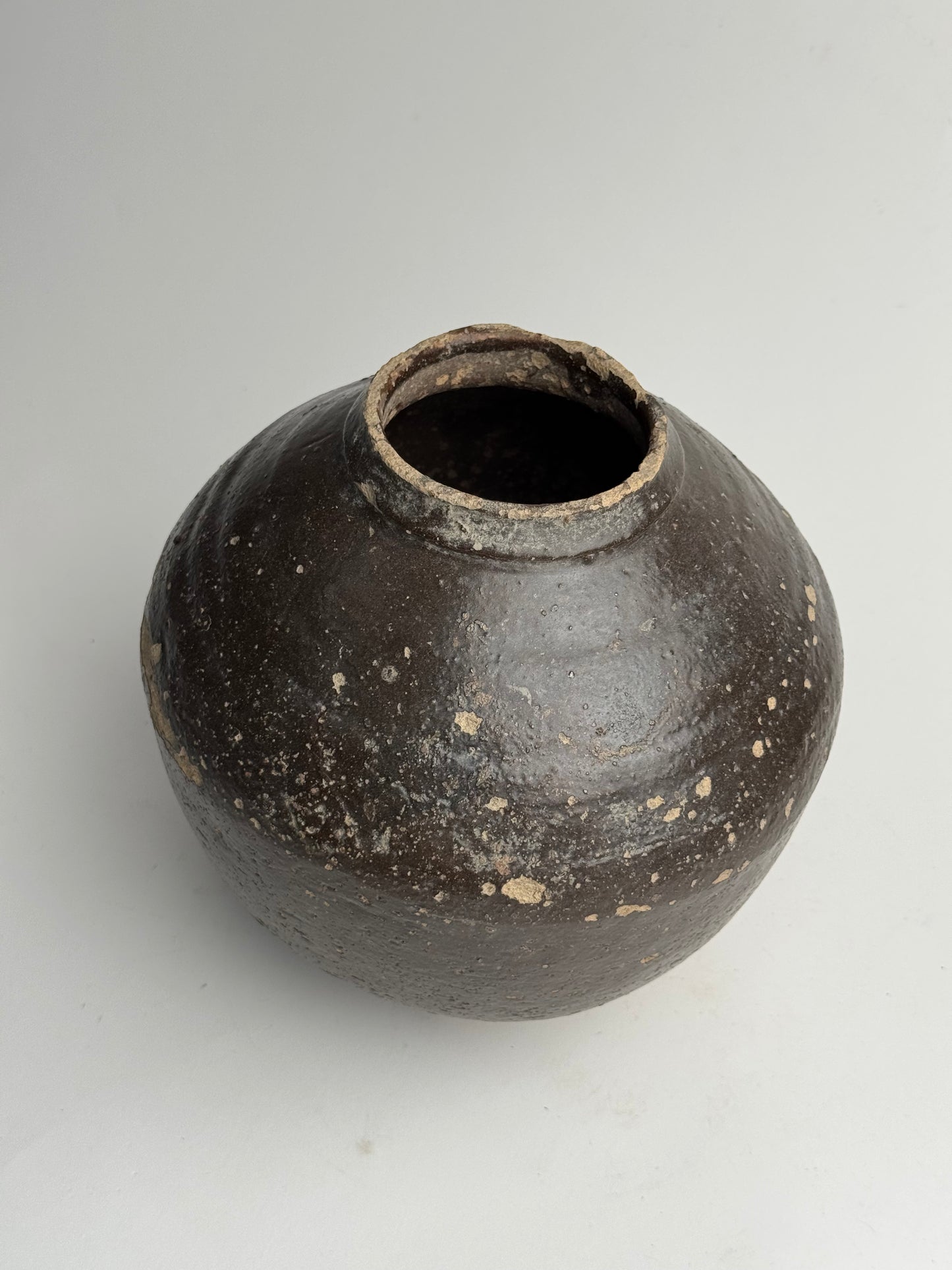 Deep Earthy Brown Vintage Asian Pot