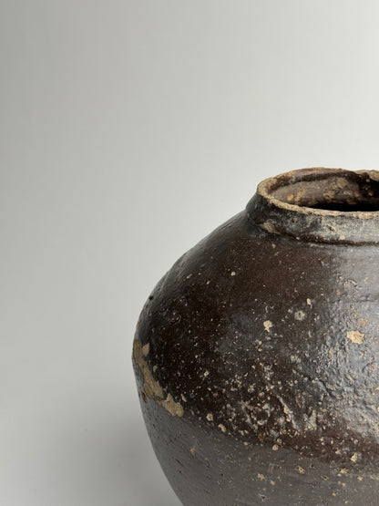 Deep Earthy Brown Vintage Asian Pot