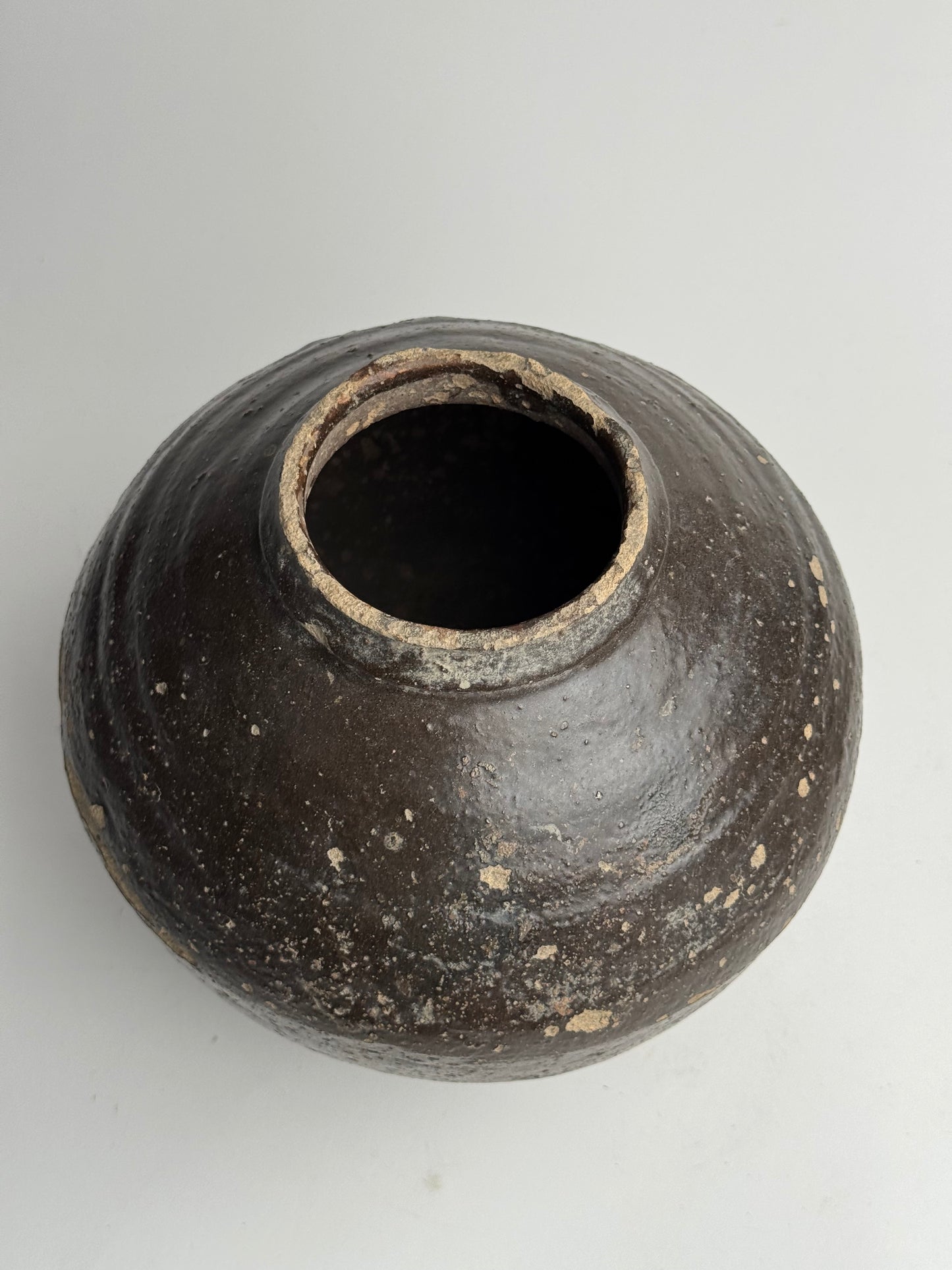 Deep Earthy Brown Vintage Asian Pot