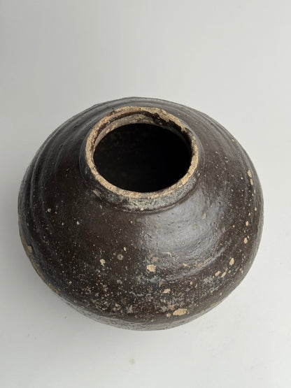 Deep Earthy Brown Vintage Asian Pot