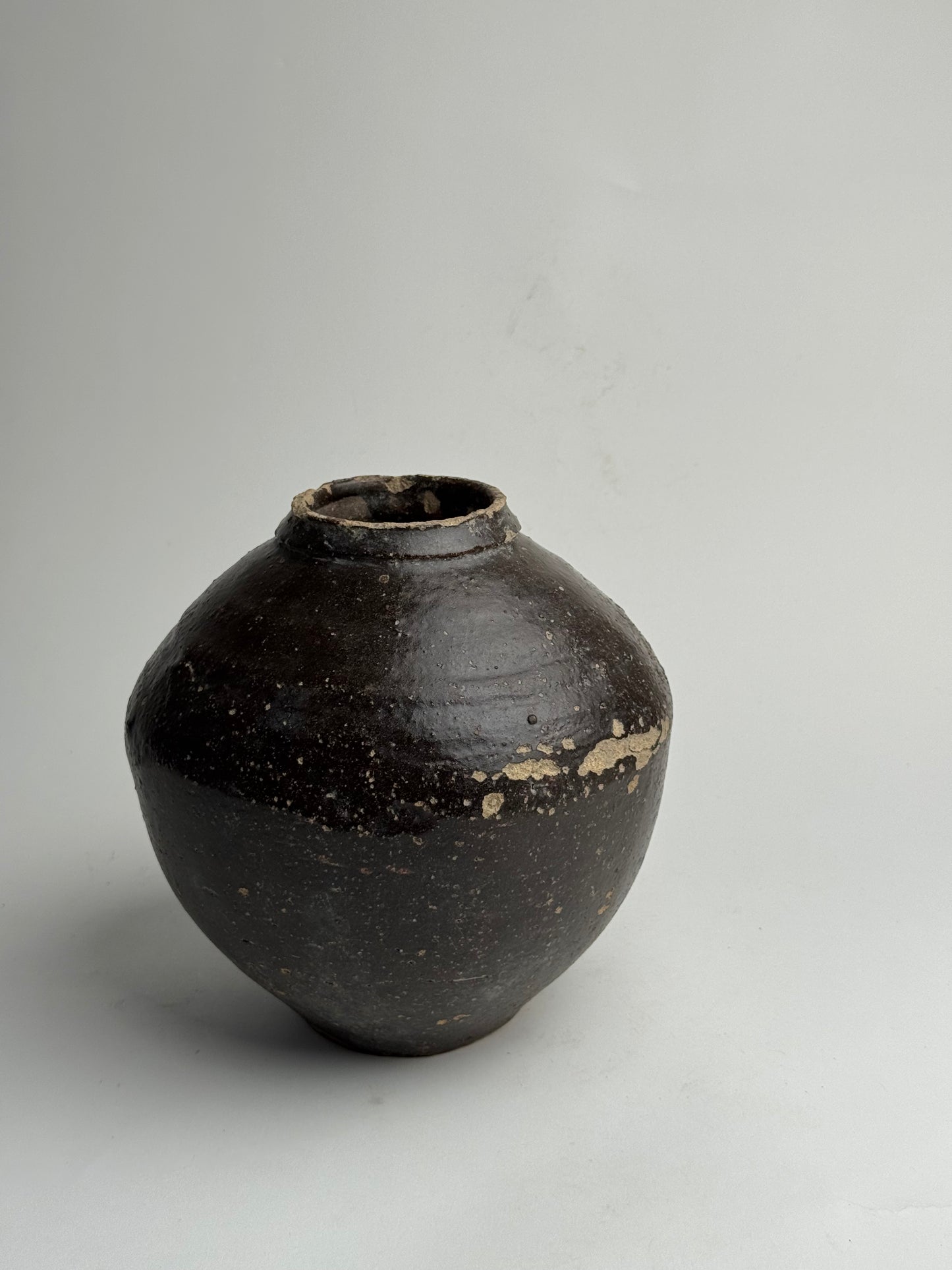 Deep Earthy Brown Vintage Asian Pot