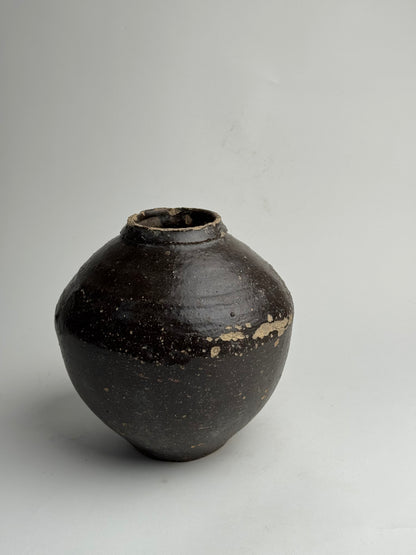 Deep Earthy Brown Vintage Asian Pot