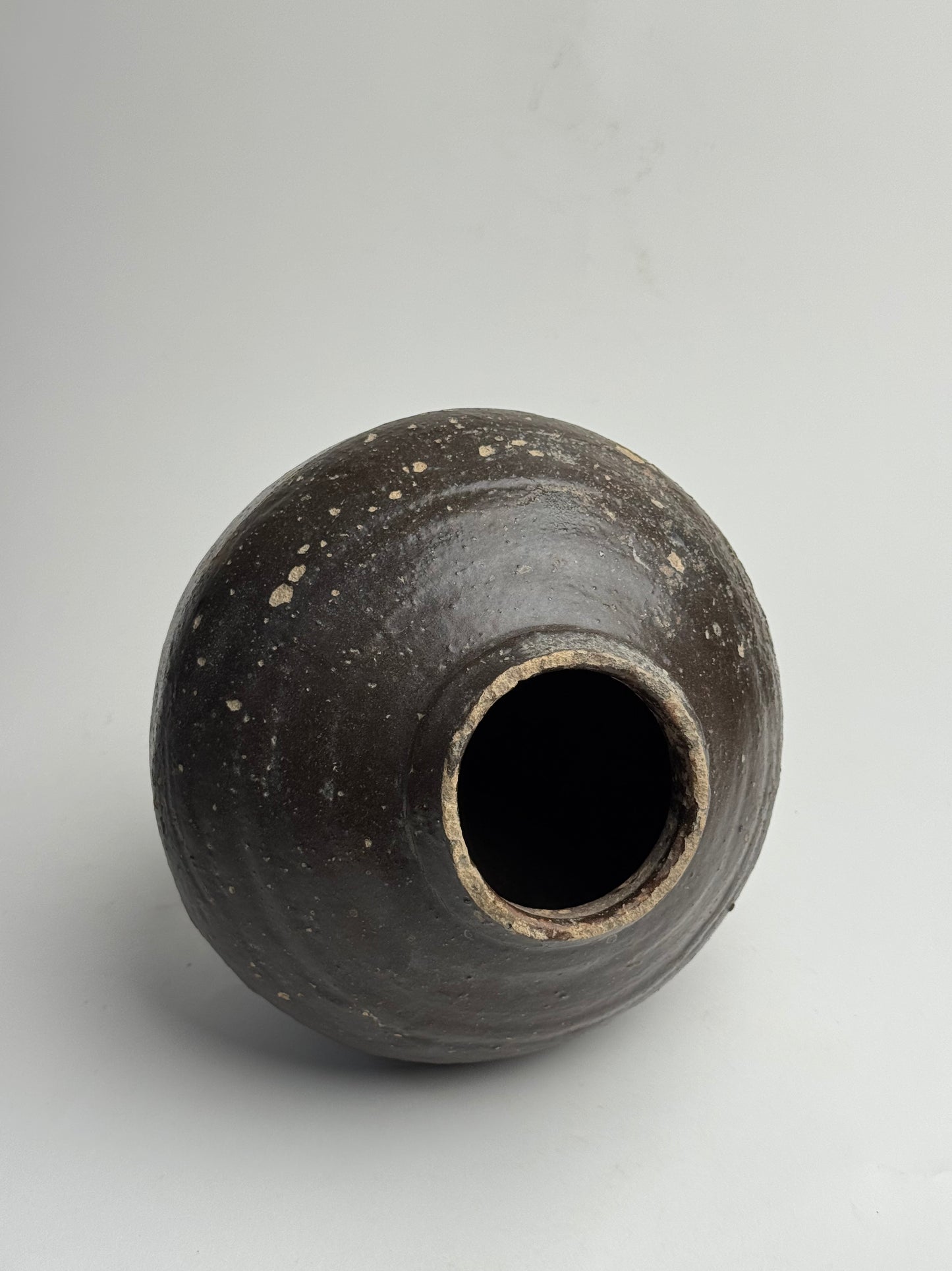 Deep Earthy Brown Vintage Asian Pot