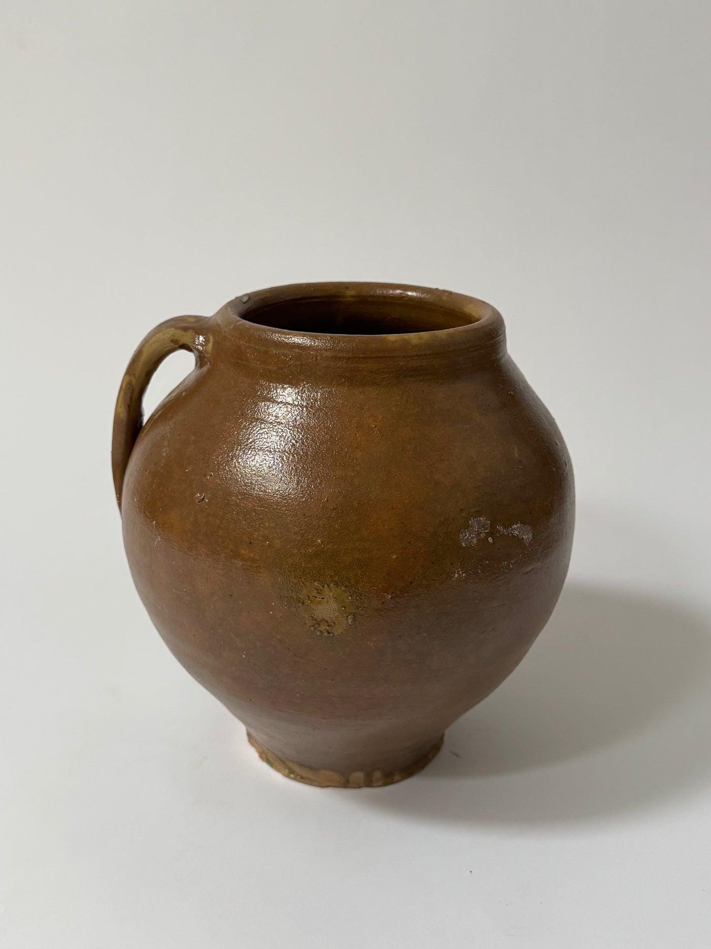 XL Vintage Brown Glazed Rounded Vessel