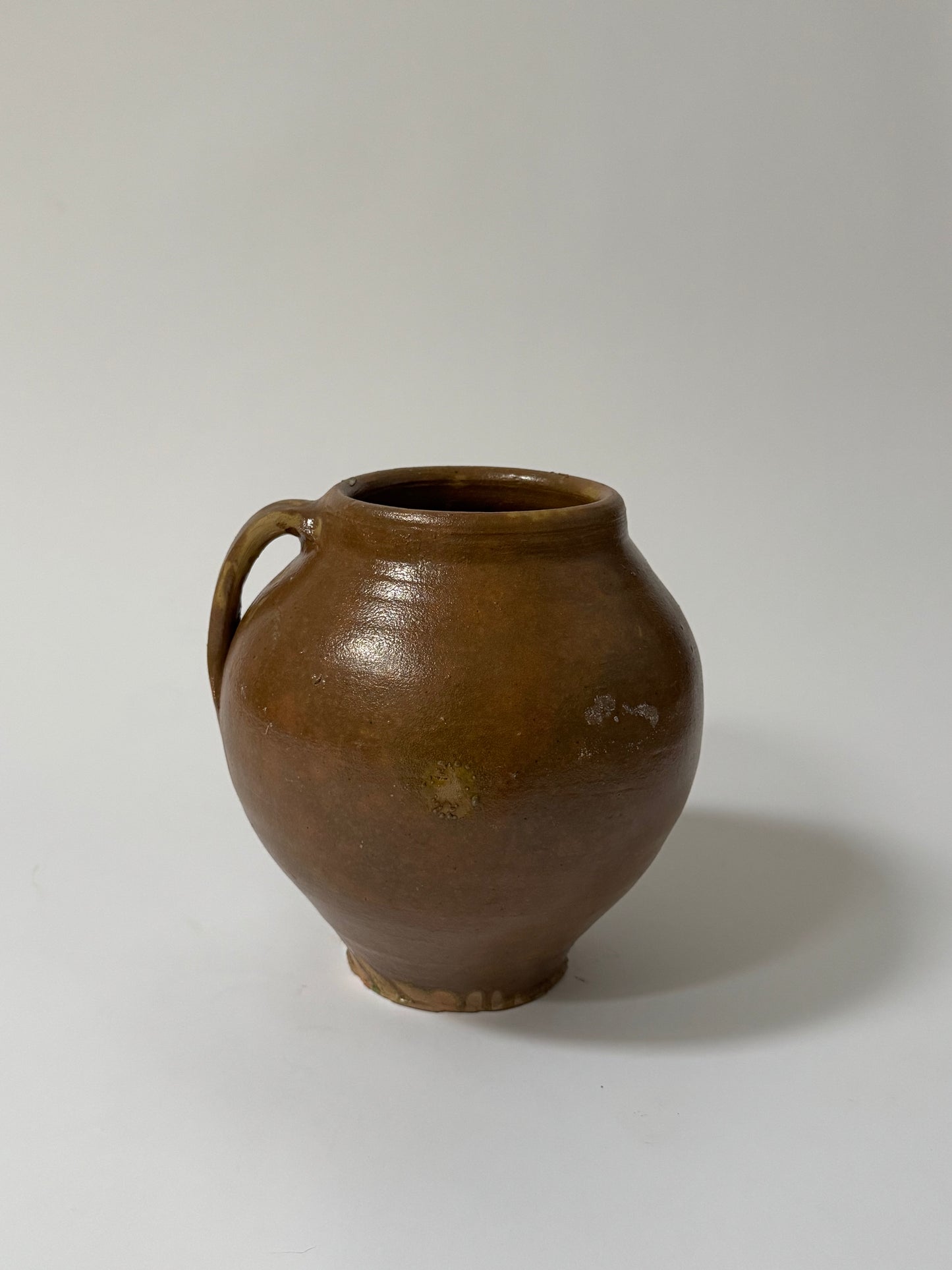 XL Vintage Brown Glazed Rounded Vessel