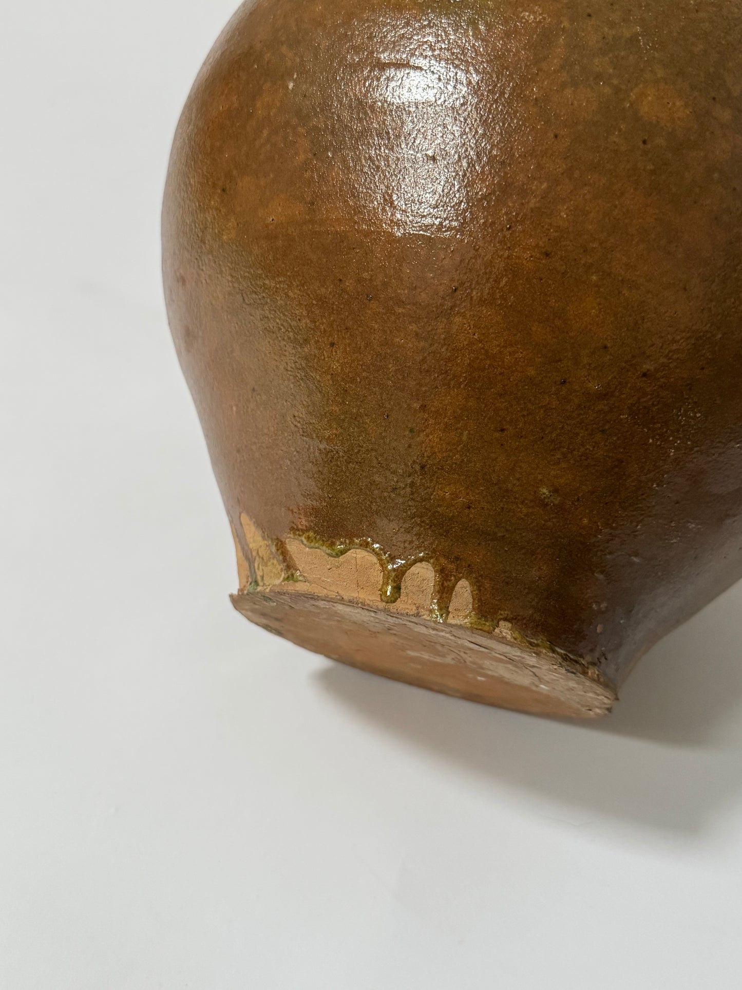 XL Vintage Brown Glazed Rounded Vessel