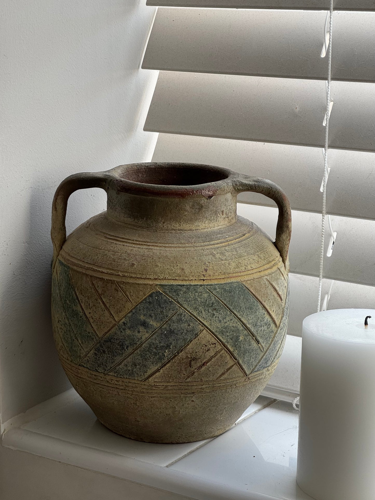 Vintage Mediterranean Handled Vessel