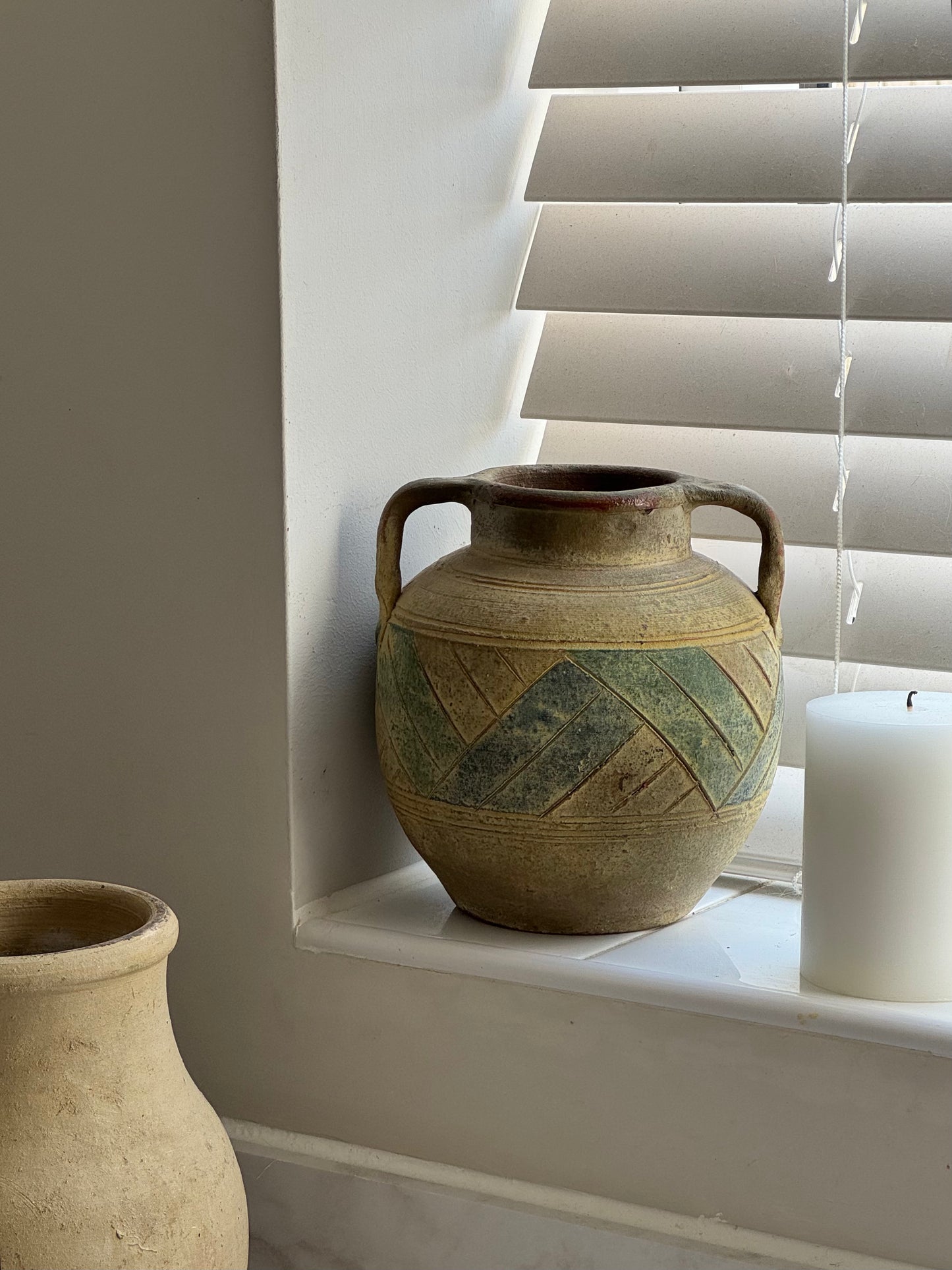 Vintage Mediterranean Handled Vessel