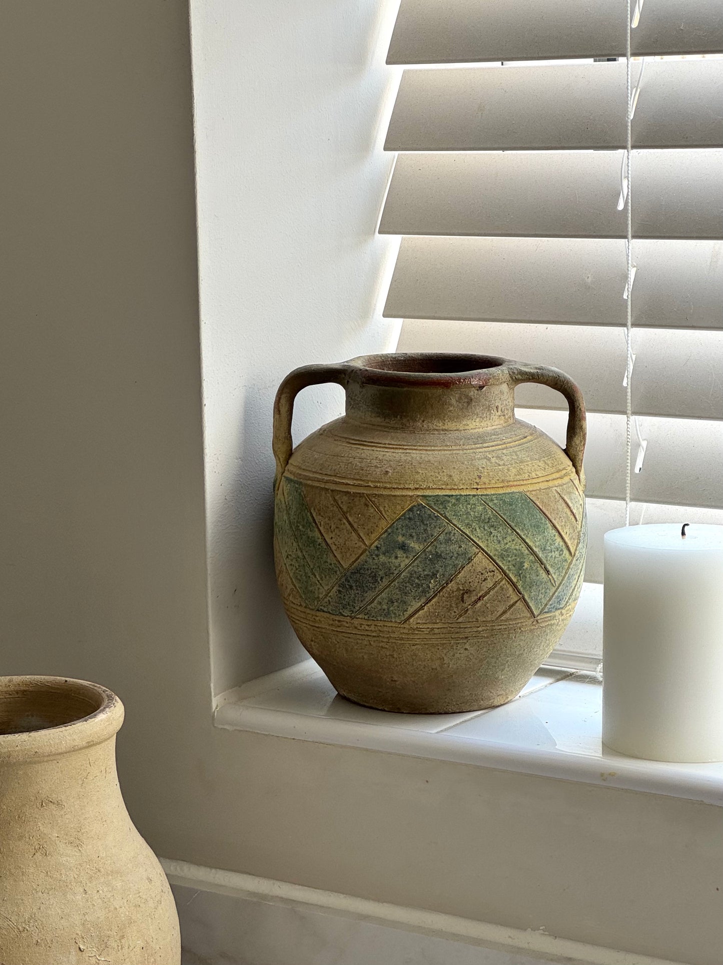 Vintage Mediterranean Handled Vessel