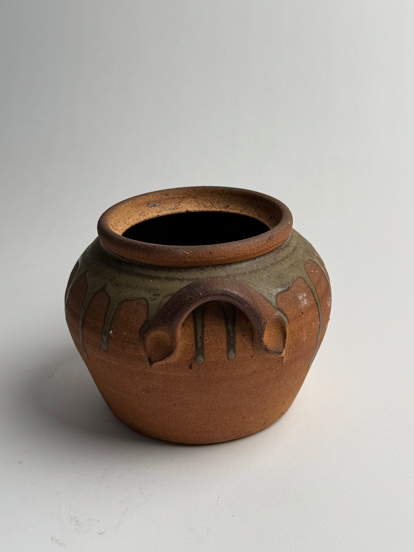 Terracotta Drip Glaze Confit Pot