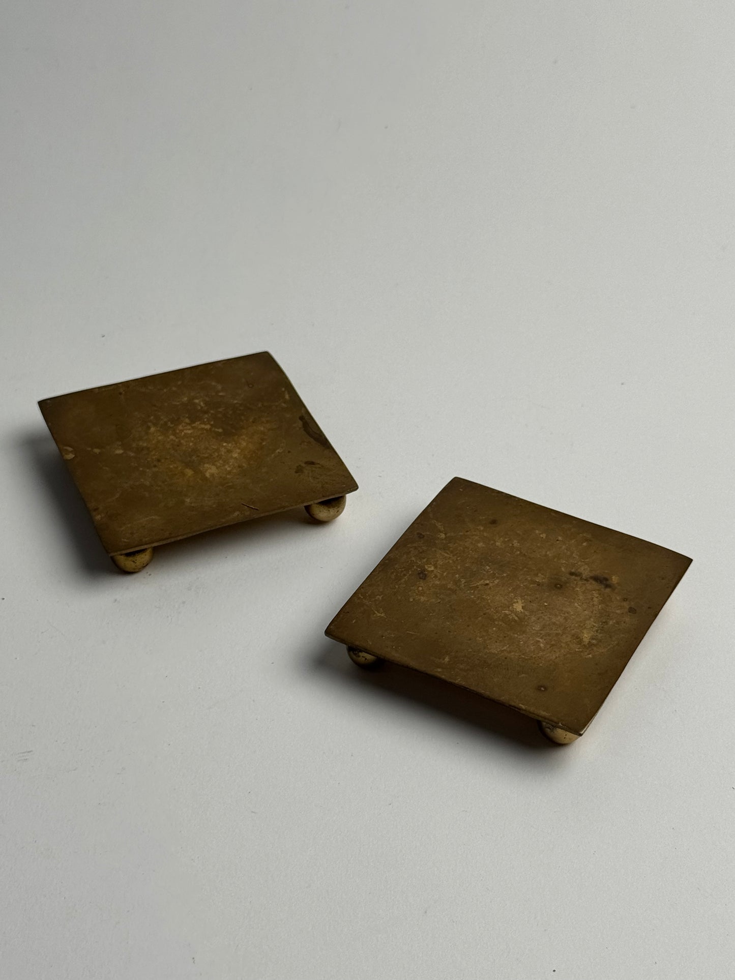 Vintage Brass Square Footed Plates