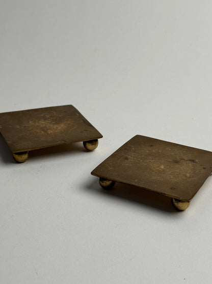 Vintage Brass Square Footed Plates