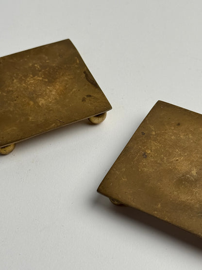 Vintage Brass Square Footed Plates