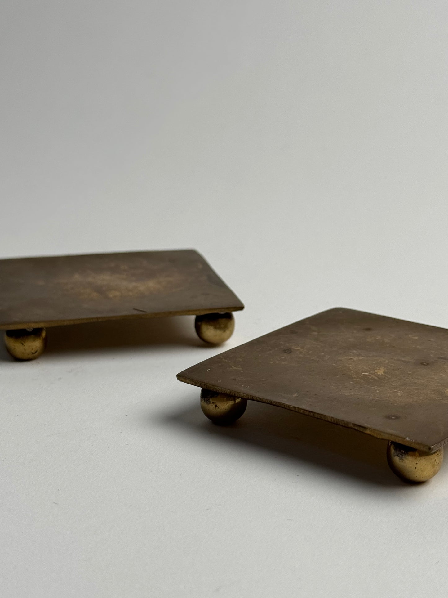 Vintage Brass Square Footed Plates