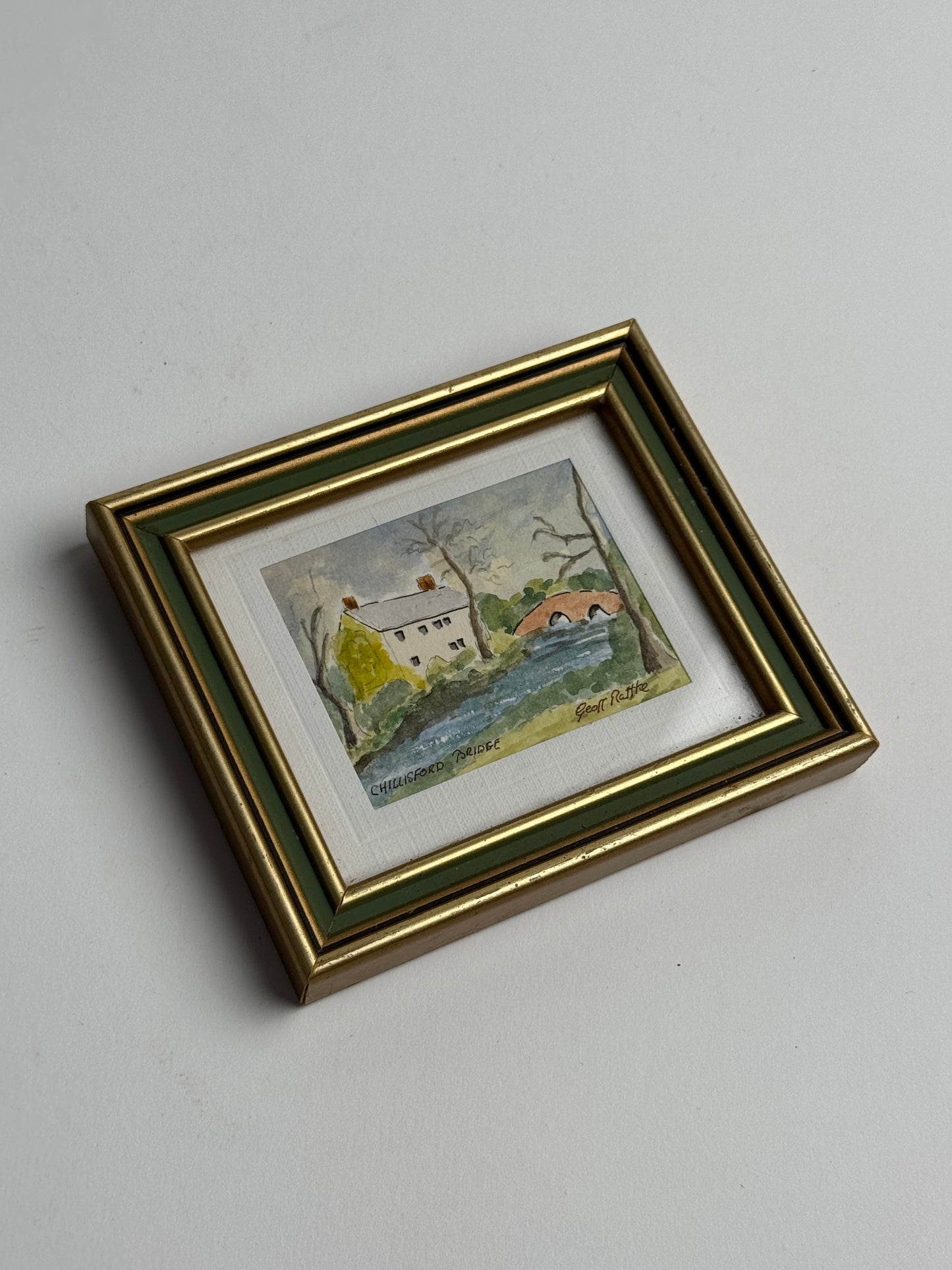 Small Gold & Green Framed Vintage Art