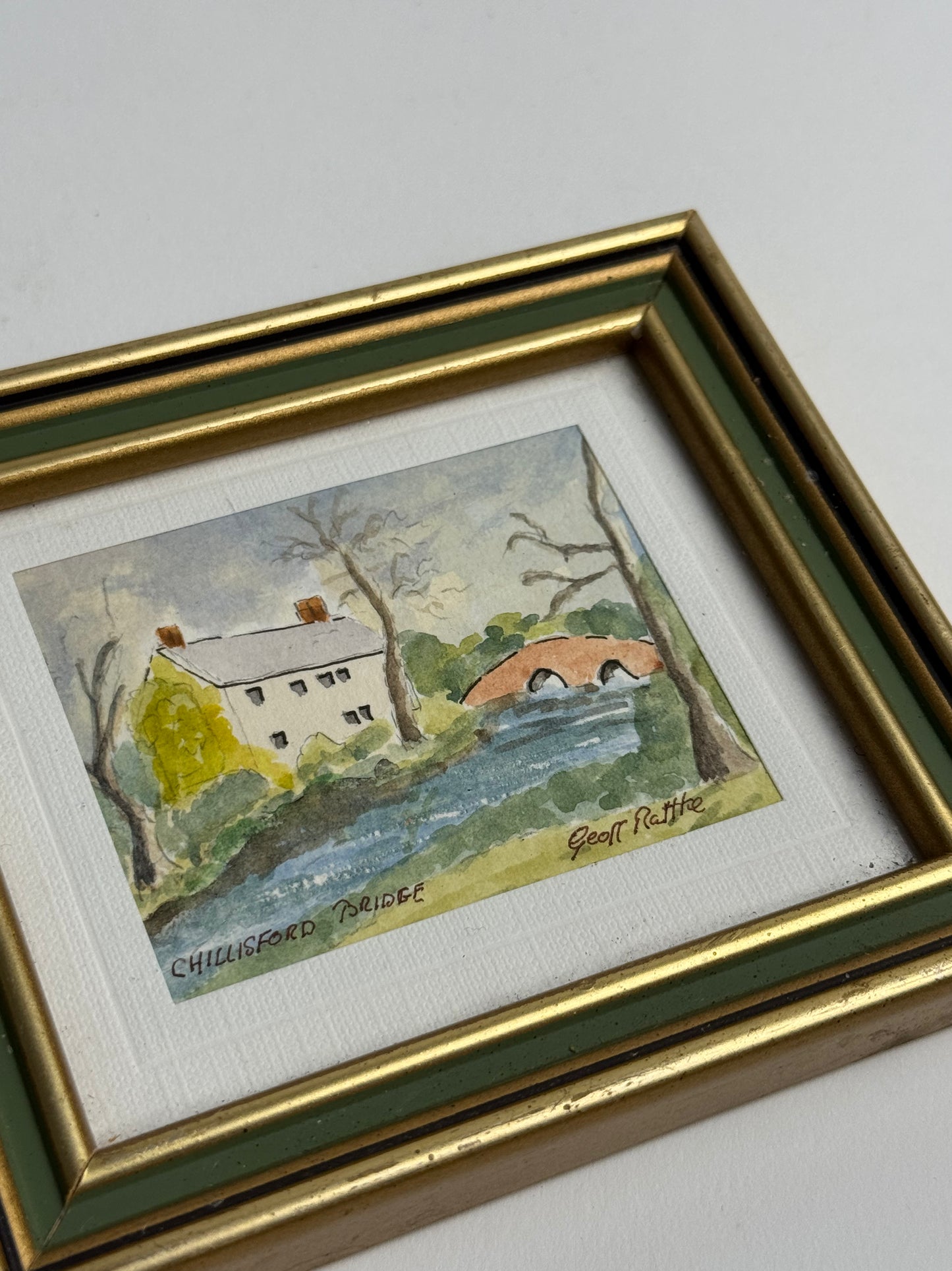 Small Gold & Green Framed Vintage Art