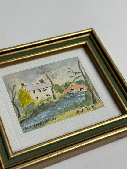 Small Gold & Green Framed Vintage Art