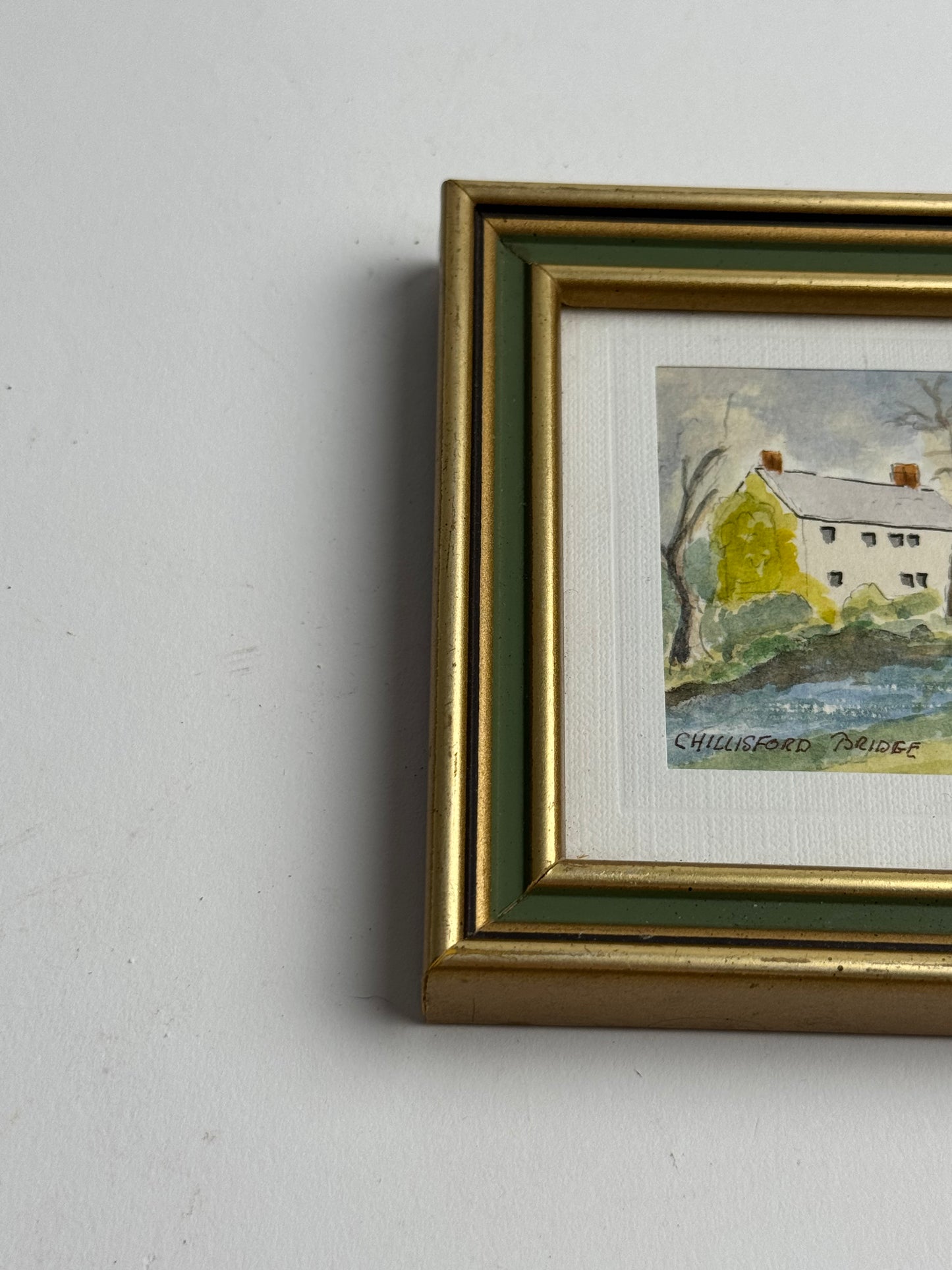 Small Gold & Green Framed Vintage Art