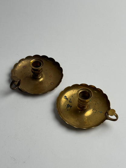 Vintage Brass Scalloped Candle Holder