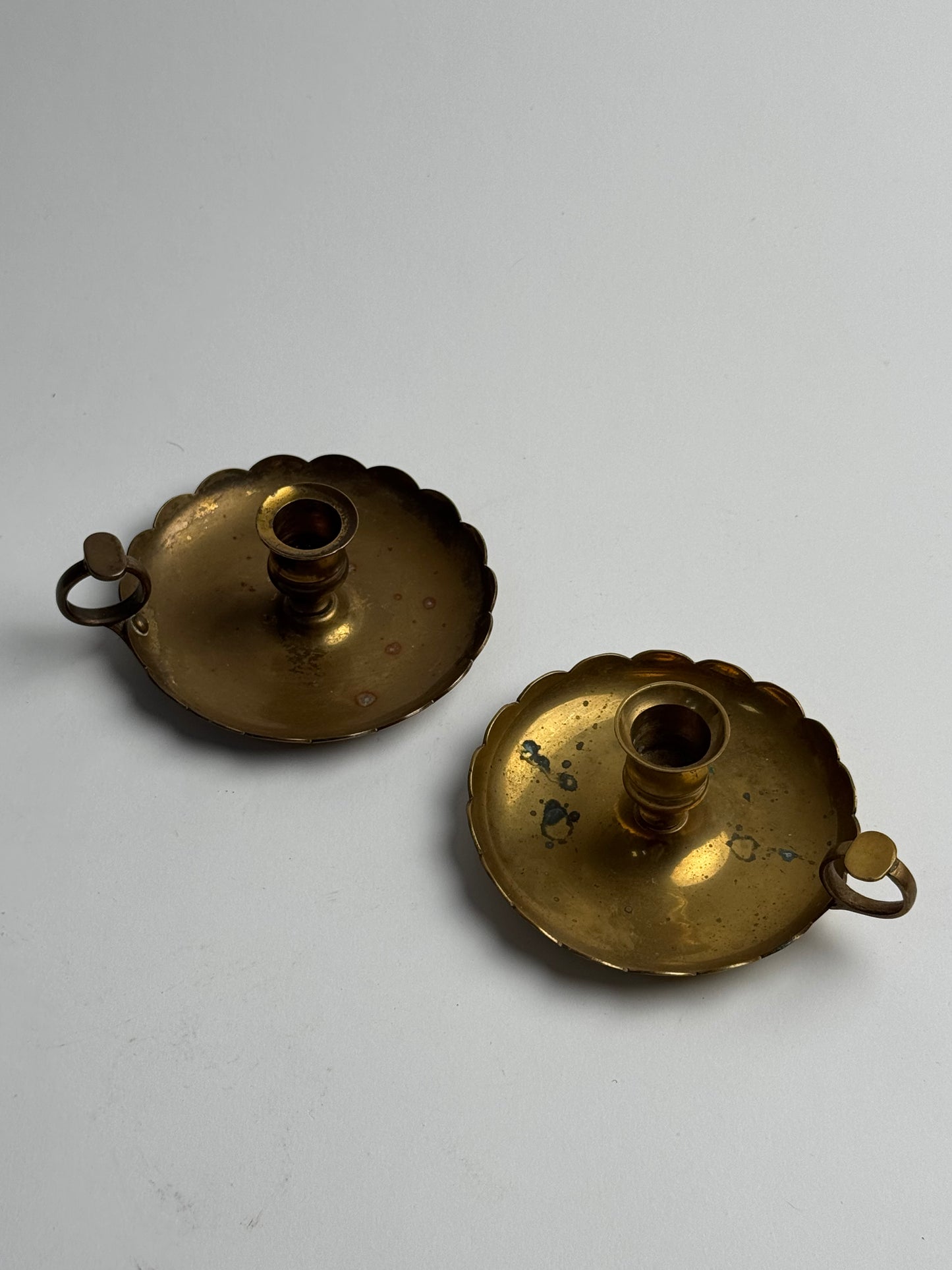 Vintage Brass Scalloped Candle Holder