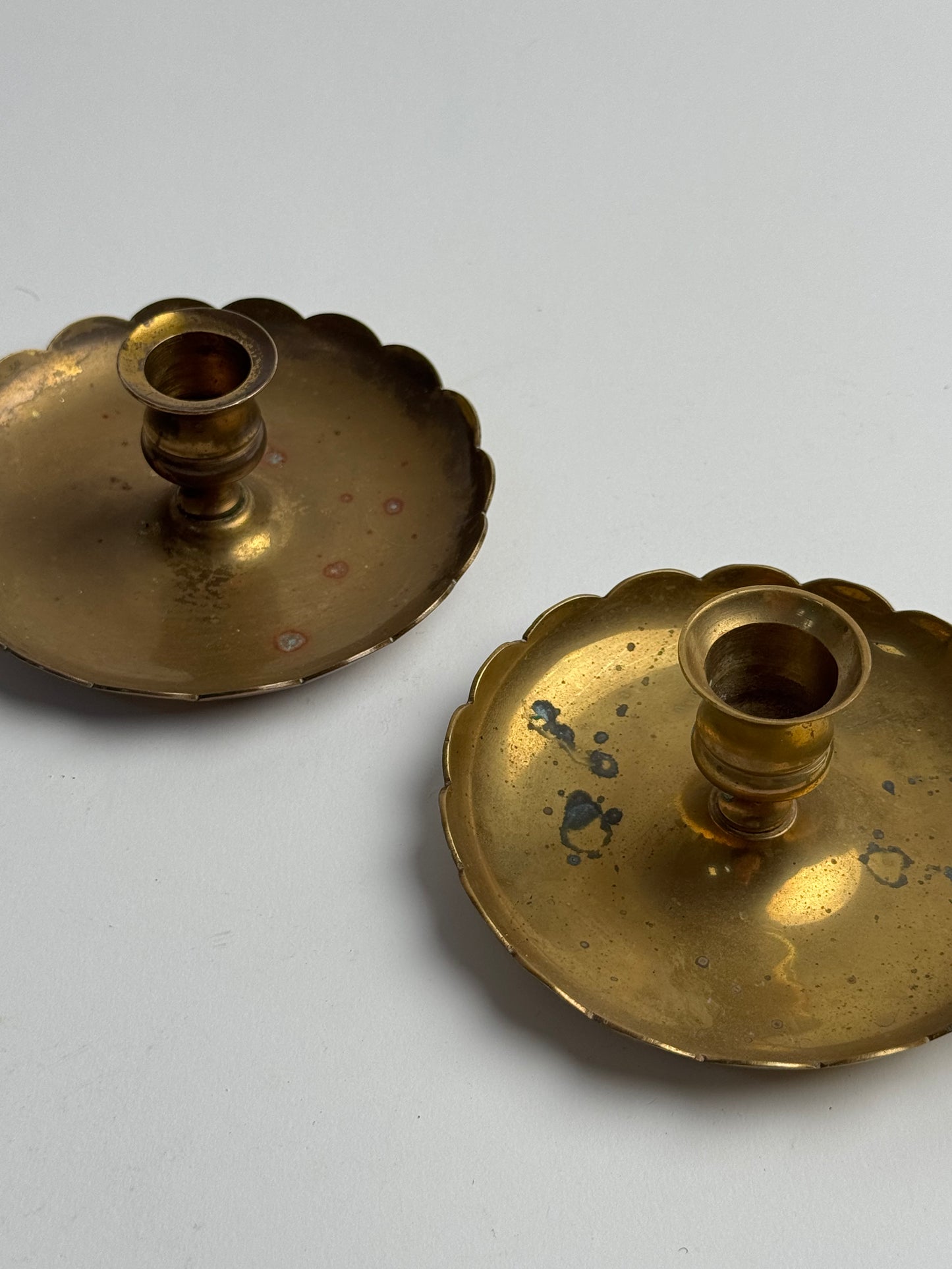 Vintage Brass Scalloped Candle Holder