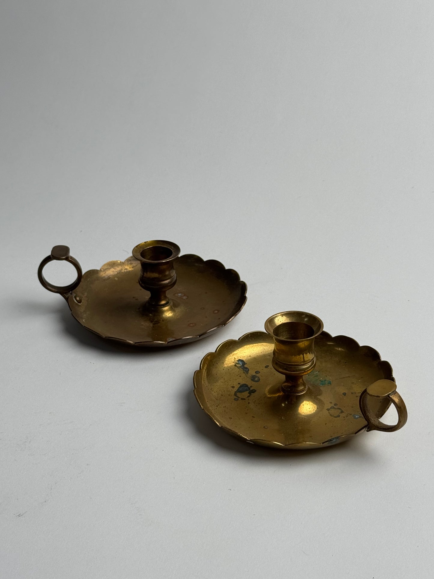 Vintage Brass Scalloped Candle Holder