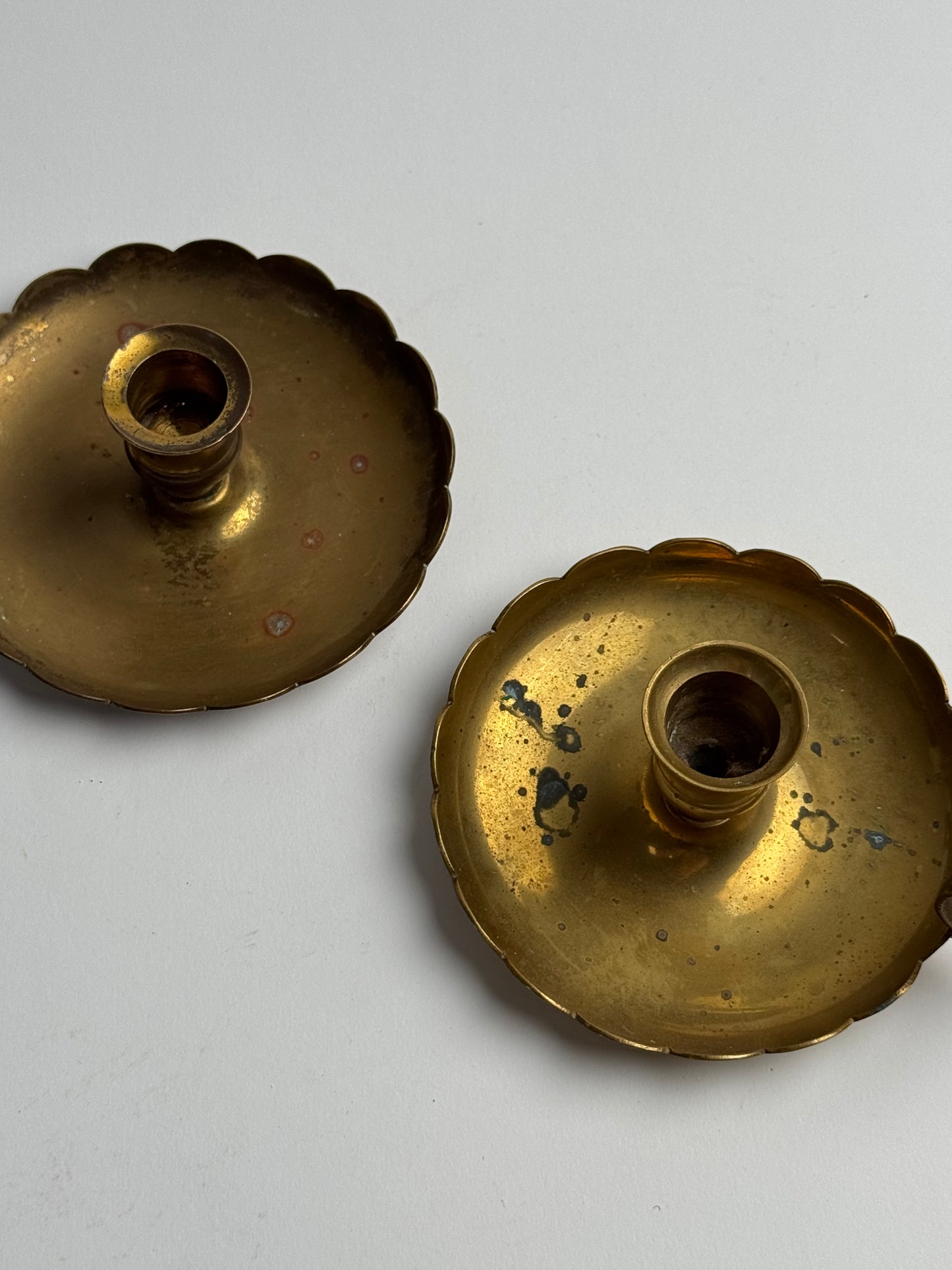 Vintage Brass Scalloped Candle Holder