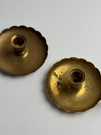 Vintage Brass Scalloped Candle Holder