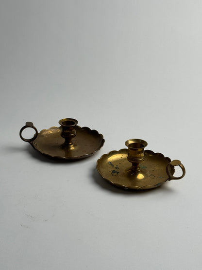 Vintage Brass Scalloped Candle Holder