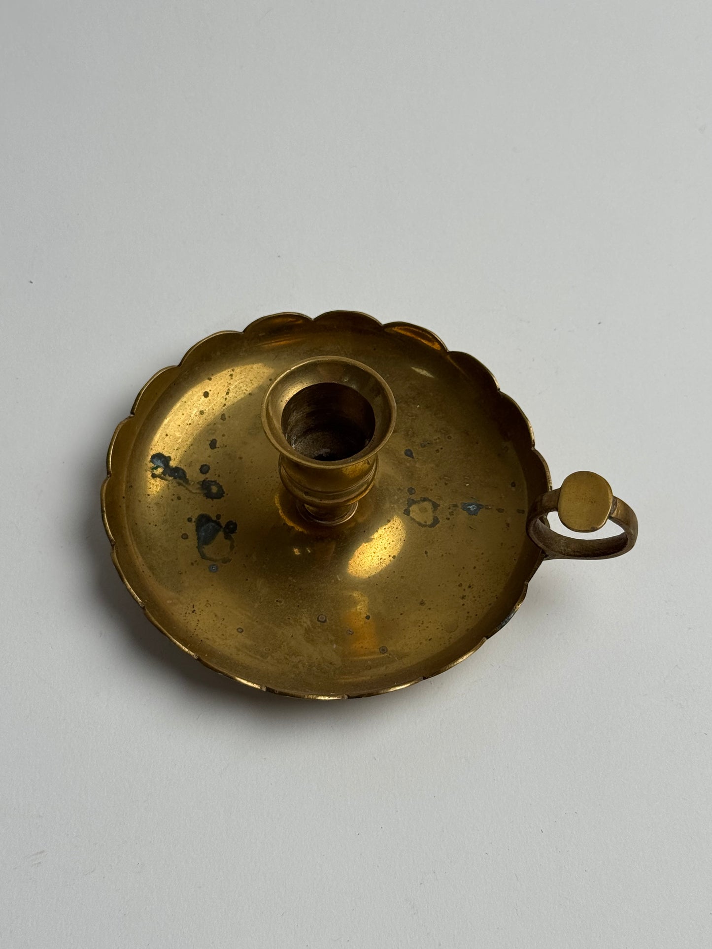 Vintage Brass Scalloped Candle Holder