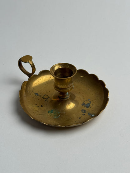 Vintage Brass Scalloped Candle Holder